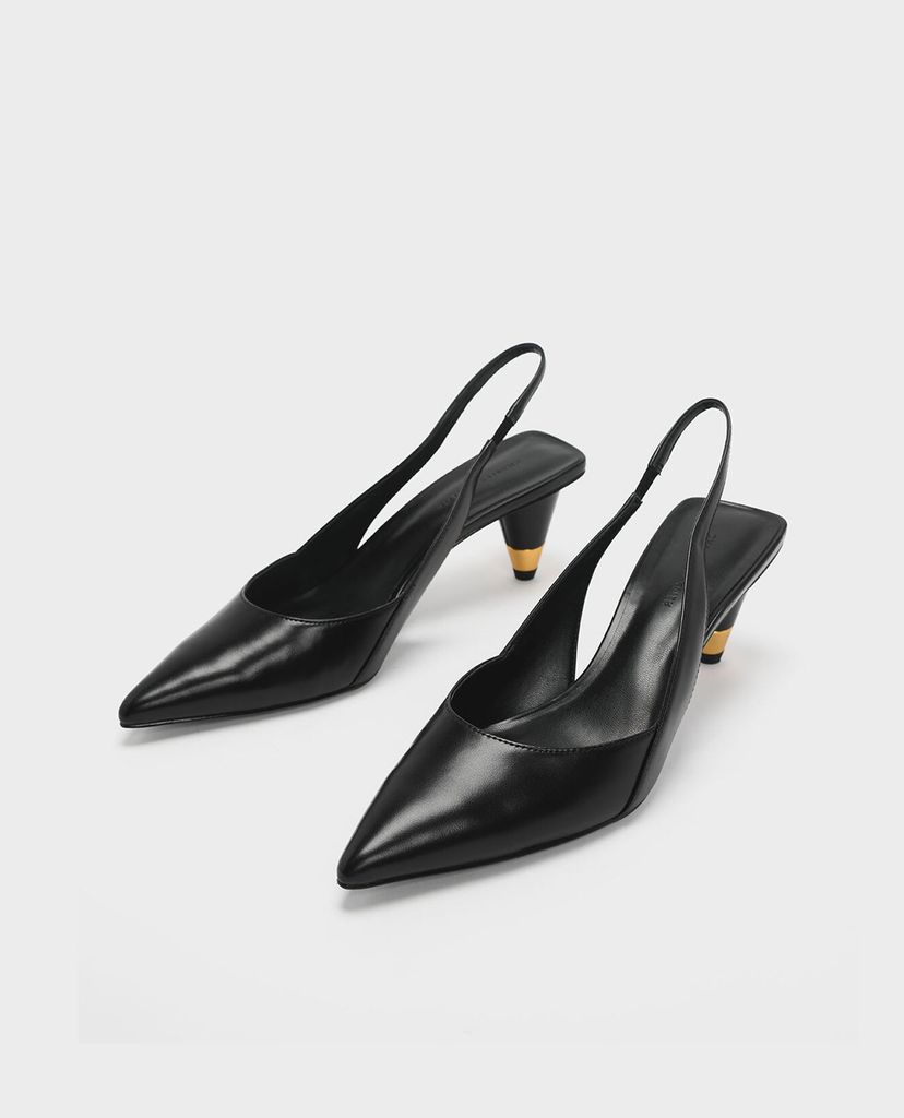 CHARLES & KEITH - Giày cao gót Gold Accent Cone