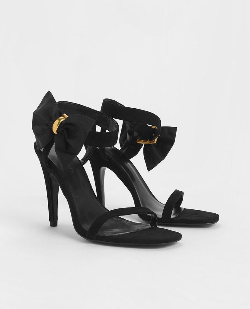 CHARLES & KEITH - Giày cao gót hở mũi phối nơ Oversized Bow