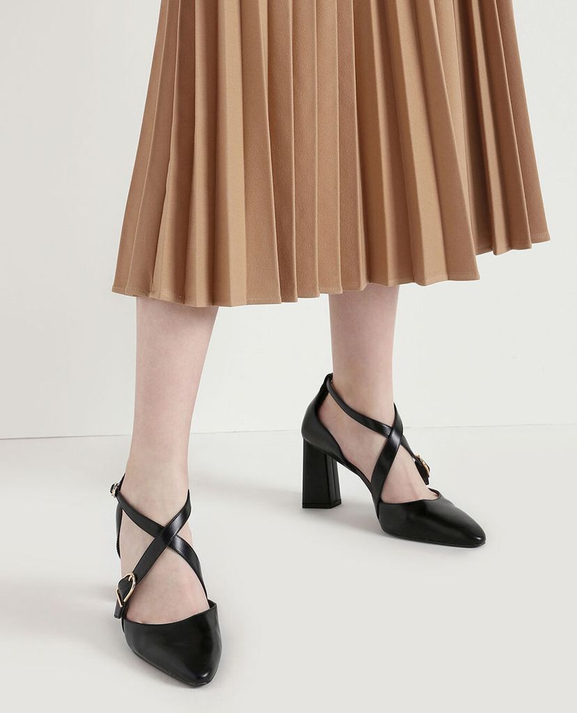 CHARLES & KEITH - Giày cao gót quai chéo Buckle Detail Criss Cross