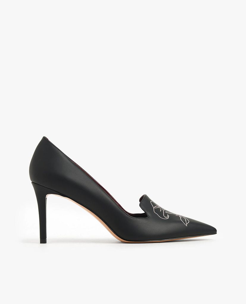 CHARLES & KEITH - Giày cao gót mũi nhọn Floral Embroidered Stiletto
