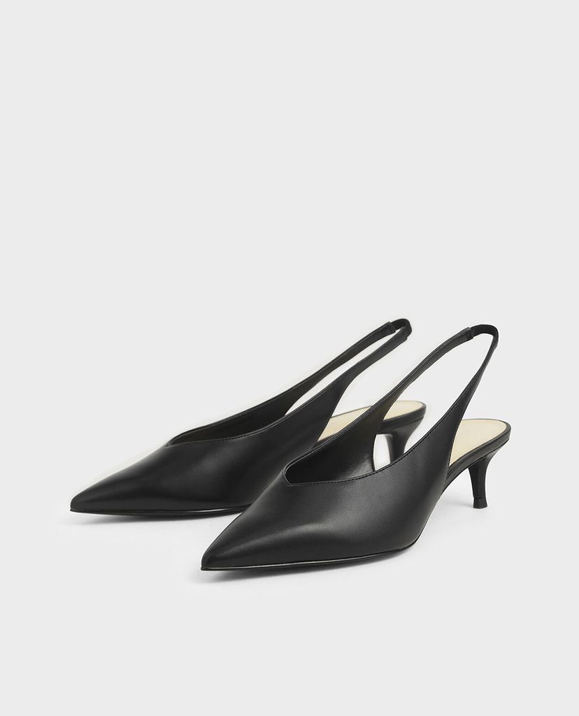 CHARLES & KEITH - Giày cao gót mũi nhọn Slingback Kitten