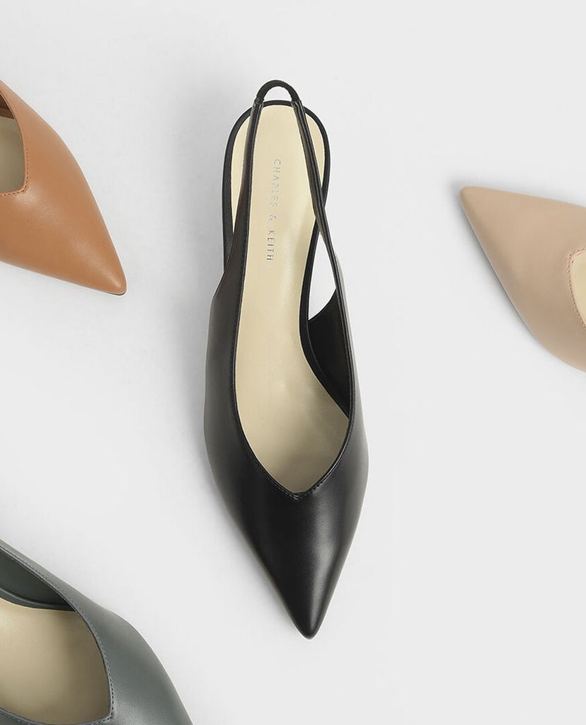 CHARLES & KEITH - Giày cao gót mũi nhọn Slingback Kitten