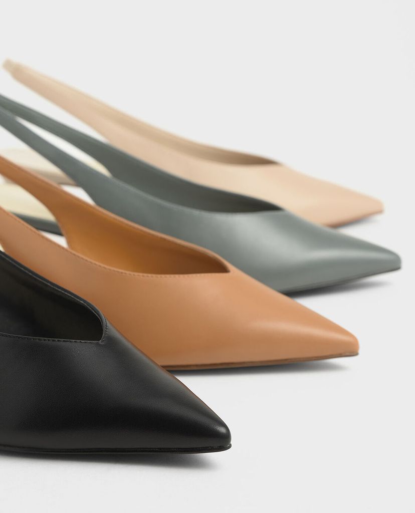 CHARLES & KEITH - Giày cao gót mũi nhọn Slingback Kitten