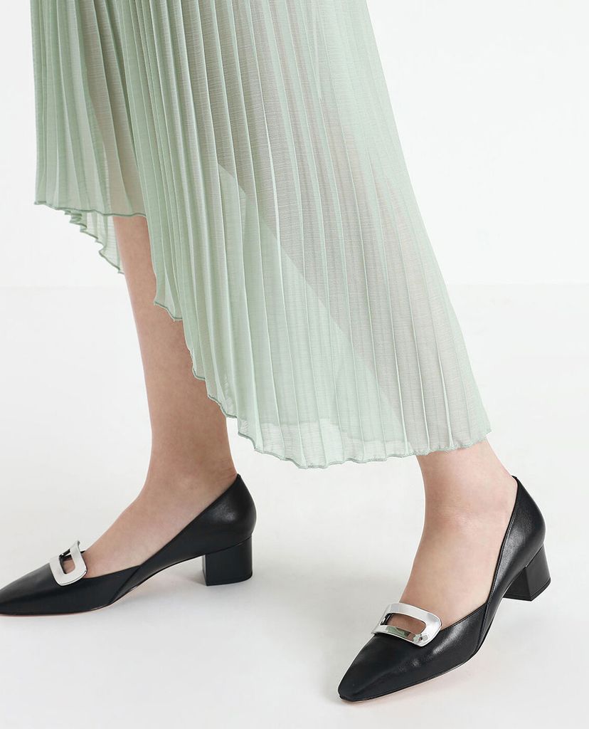 CHARLES & KEITH - Giày cao gót đế vuông Metal Accent