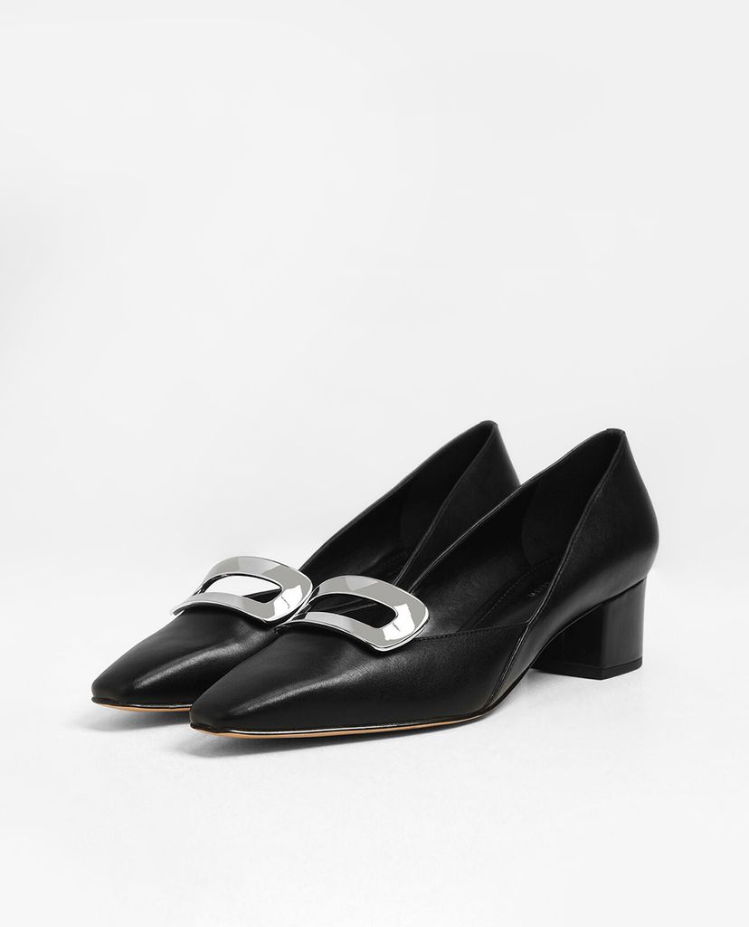 CHARLES & KEITH - Giày cao gót đế vuông Metal Accent