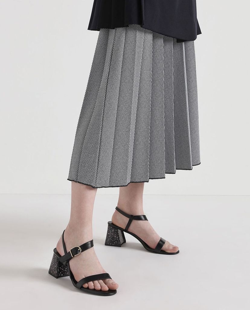CHARLES & KEITH - Sandal Terrazzo Print Flare Block Heel