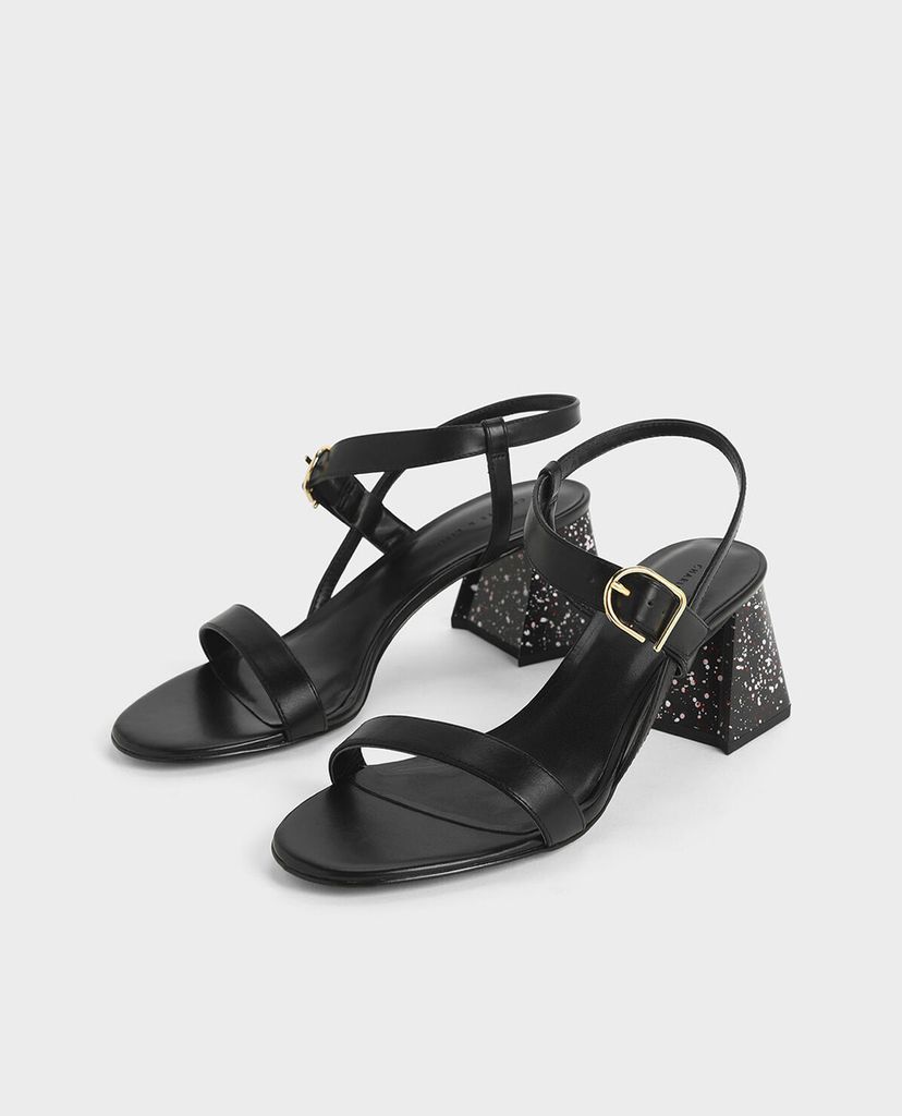 CHARLES & KEITH - Sandal Terrazzo Print Flare Block Heel