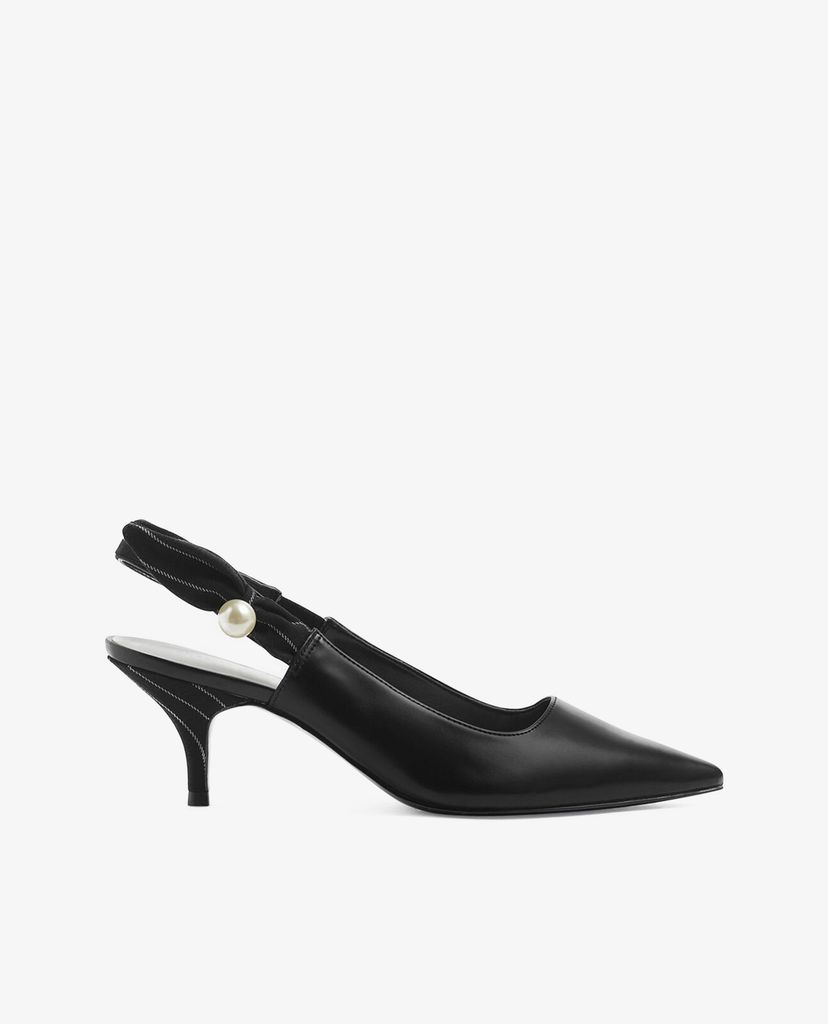 CHARLES & KEITH - Giày cao gót Embellished Pinstripe Slingback Kitten
