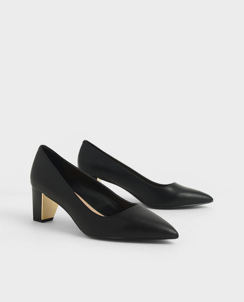 CHARLES & KEITH - Giày cao gót Textured Chunky Heel Pumps
