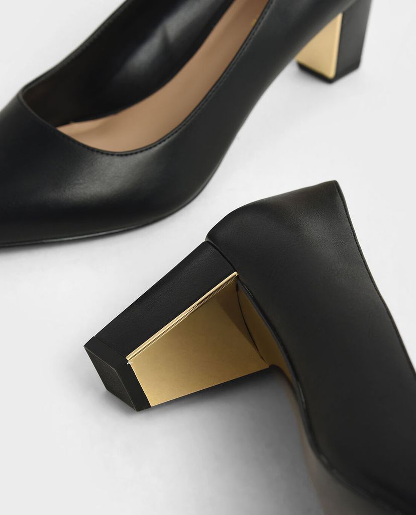 CHARLES & KEITH - Giày cao gót Textured Chunky Heel Pumps