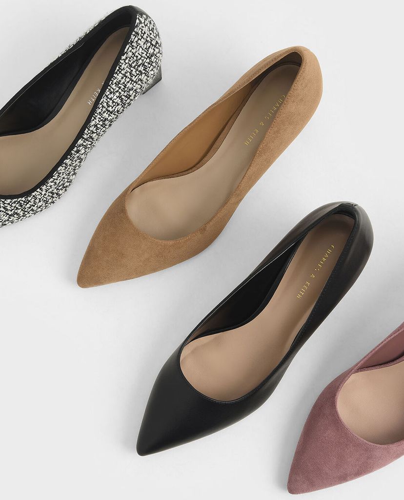 CHARLES & KEITH - Giày cao gót Textured Chunky Heel Pumps