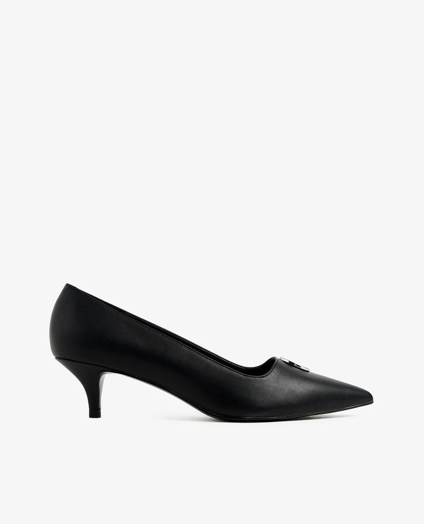 CHARLES & KEITH - Giày cao gót Striped Button Detail Kitten Heel