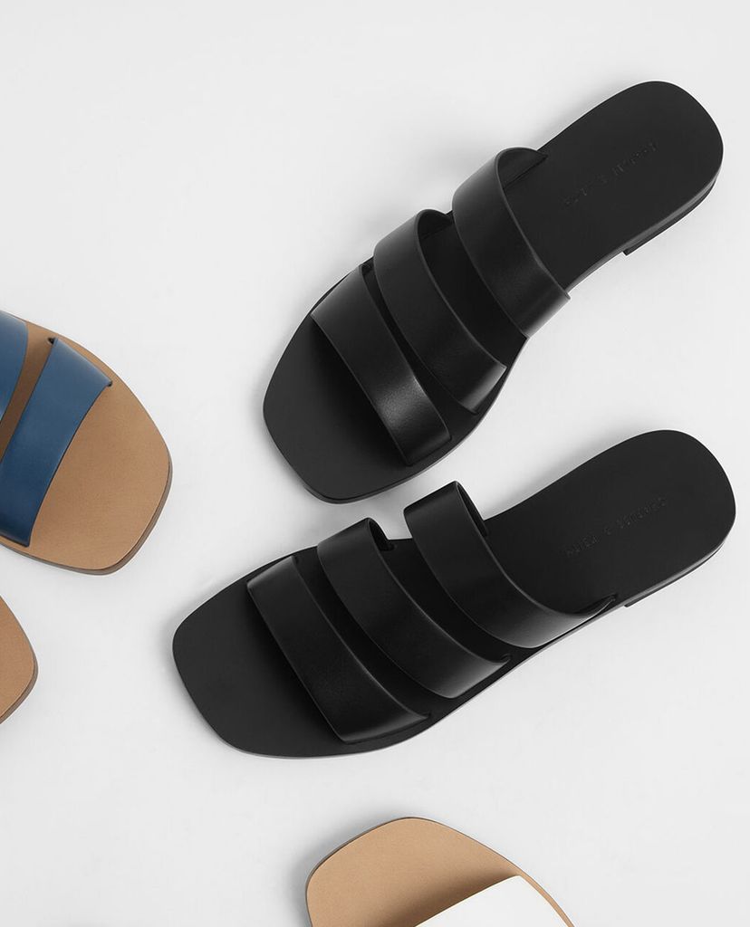CHARLES & KEITH - Giày sandal nữ quai ngang Tri-Strap Slide