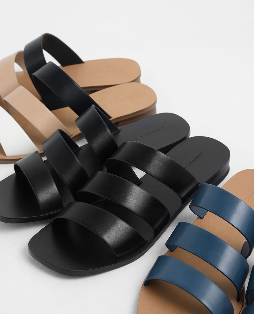 CHARLES & KEITH - Giày sandal nữ quai ngang Tri-Strap Slide
