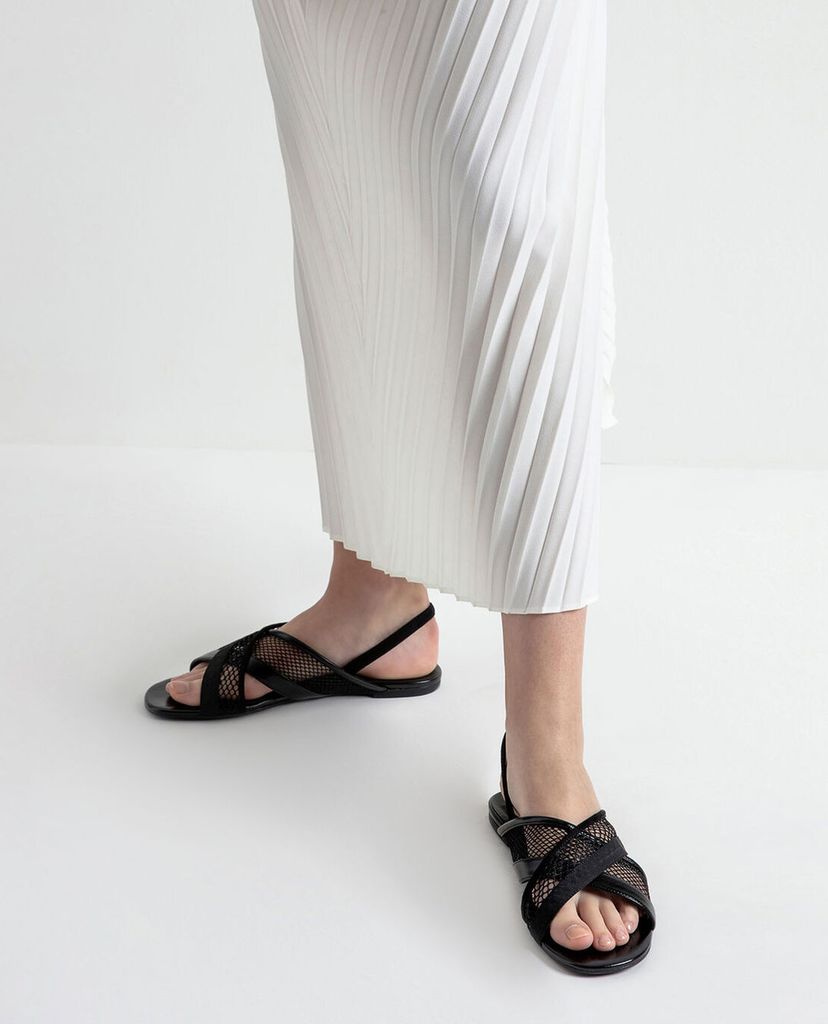 CHARLES & KEITH - Giày sandal nữ Criss Cross Mesh Slingback