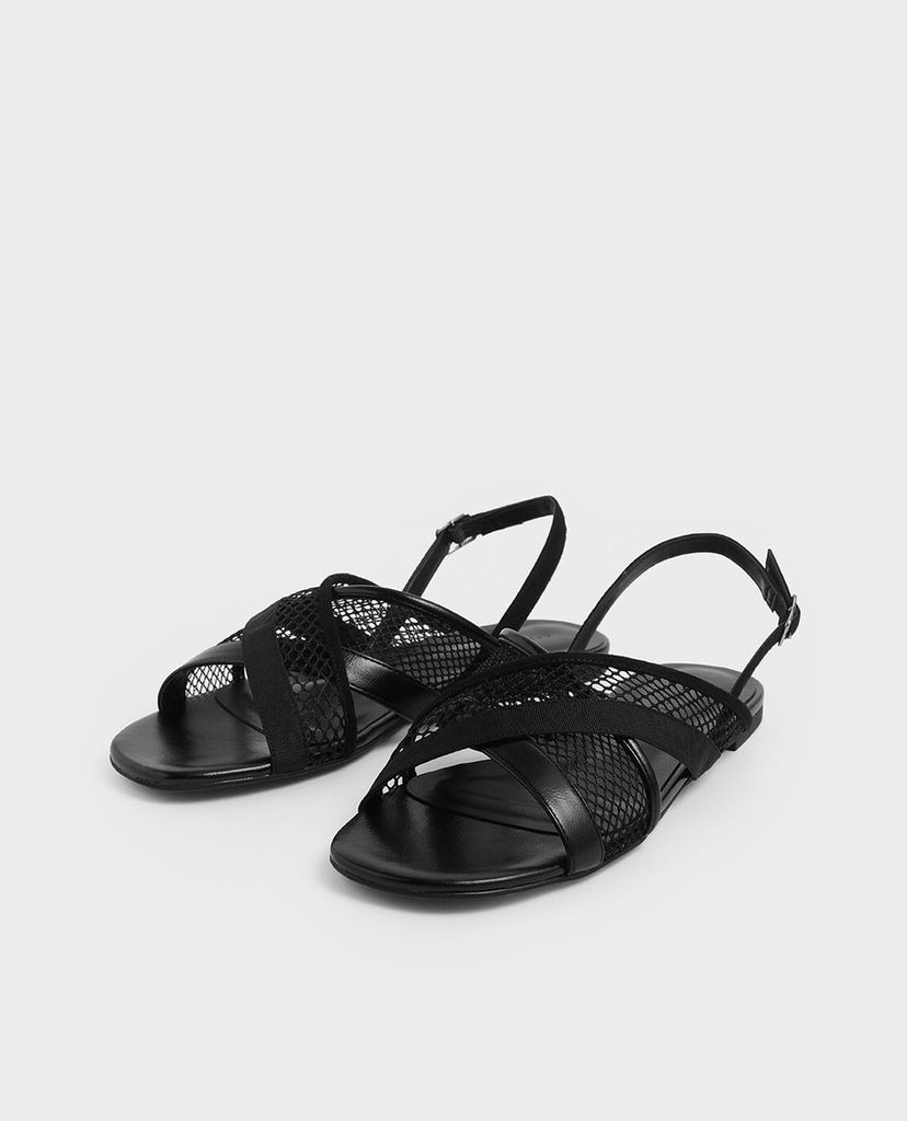 CHARLES & KEITH - Giày sandal nữ Criss Cross Mesh Slingback