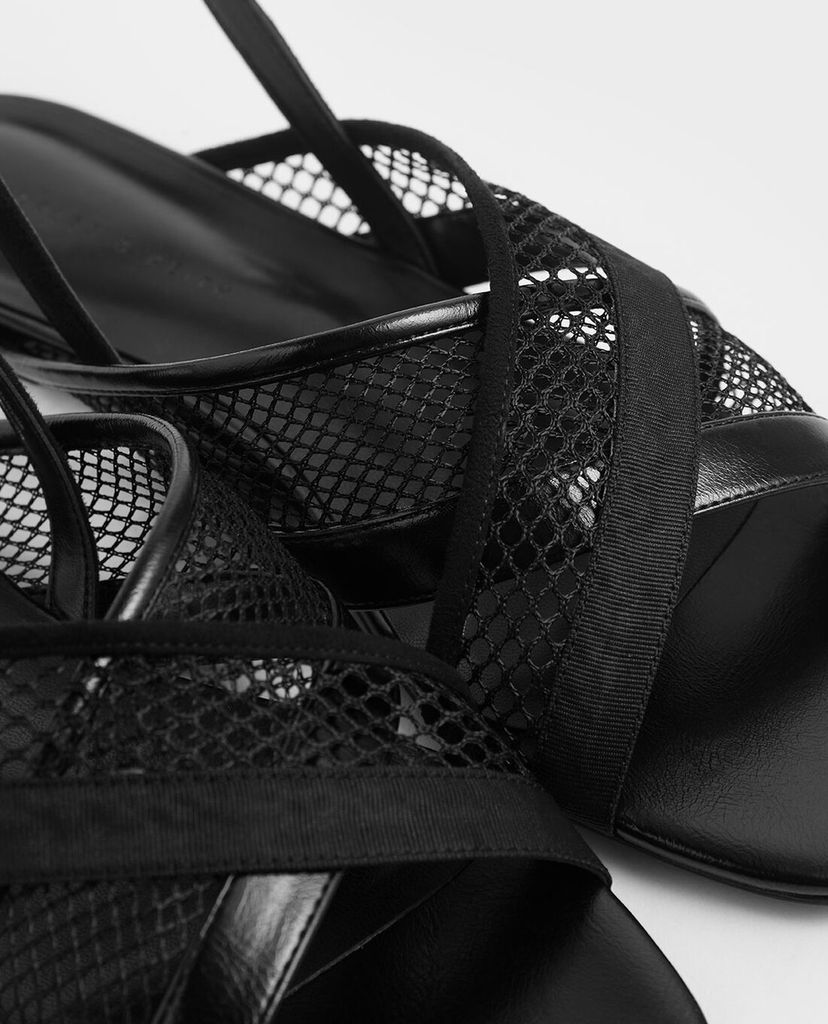 CHARLES & KEITH - Giày sandal nữ Criss Cross Mesh Slingback