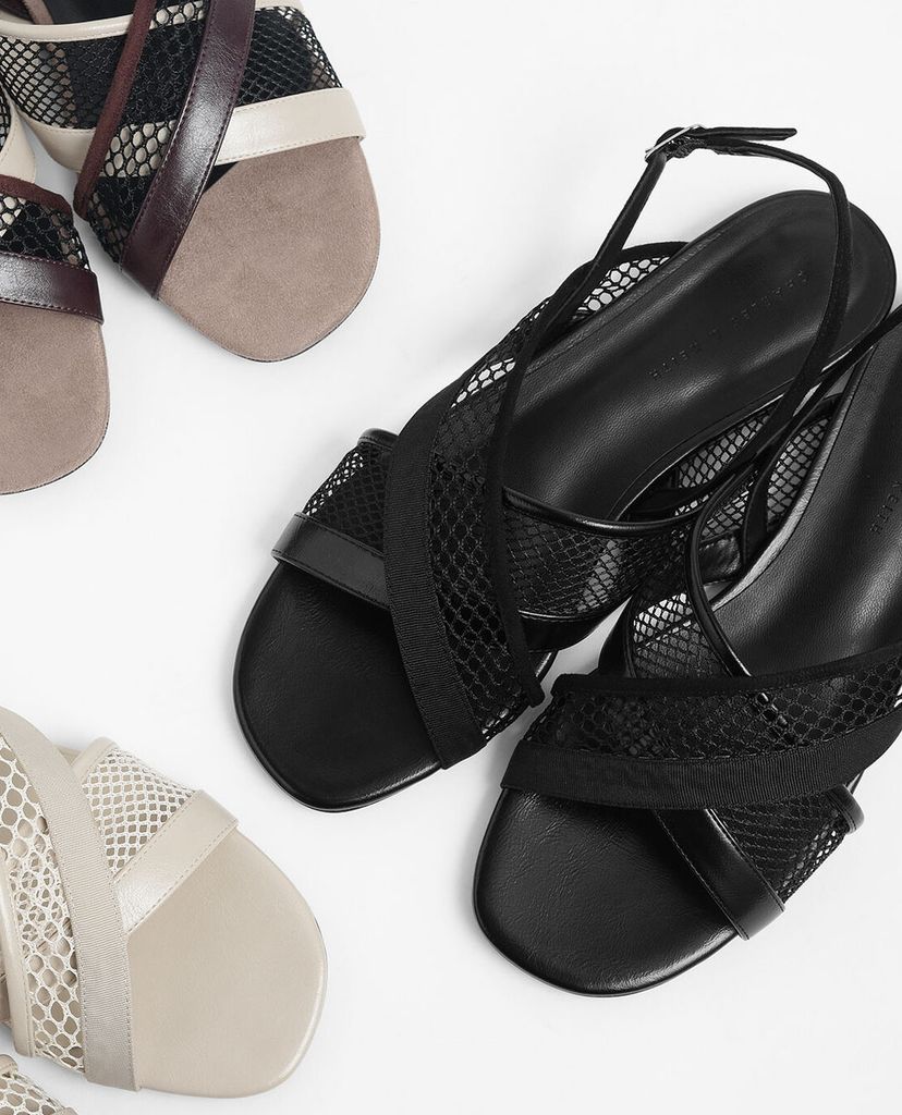 CHARLES & KEITH - Giày sandal nữ Criss Cross Mesh Slingback
