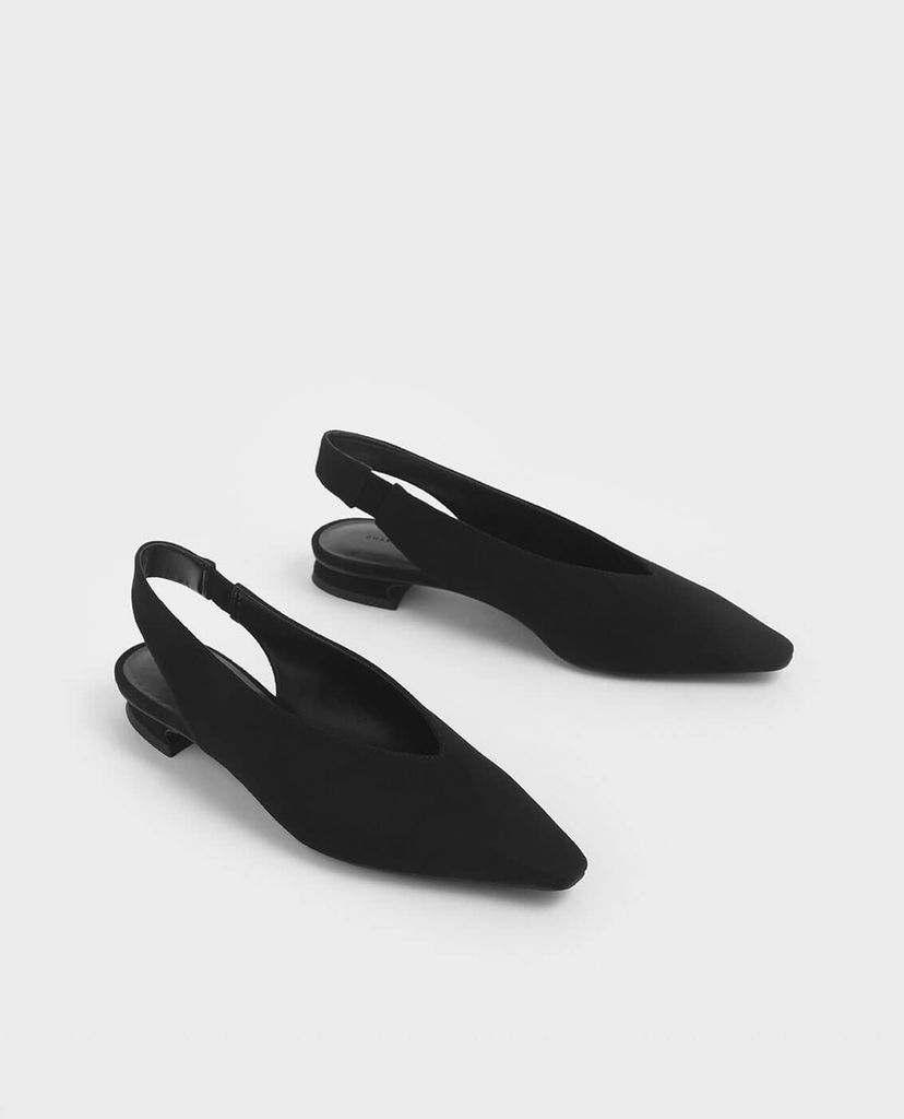 CHARLES & KEITH - Giày cao gót mũi nhọn đế vuông Textured Mini Square