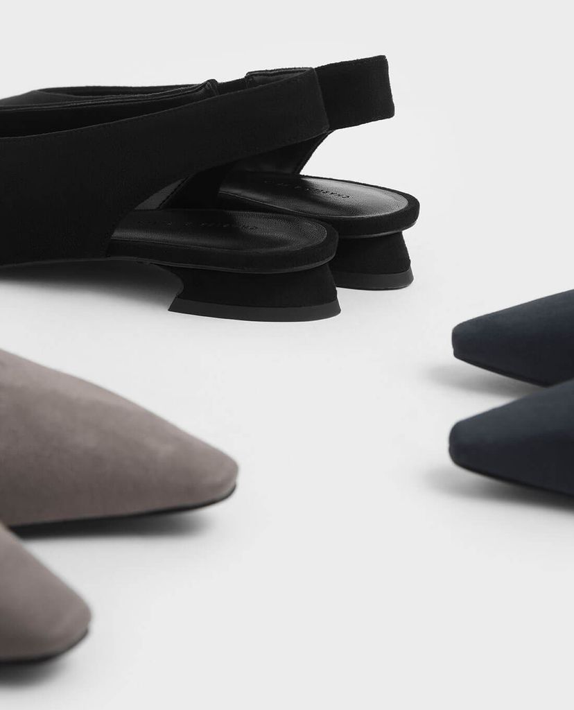 CHARLES & KEITH - Giày cao gót mũi nhọn đế vuông Textured Mini Square