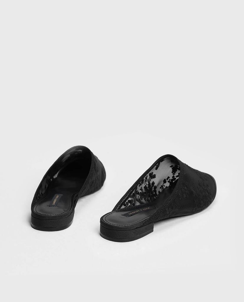 CHARLES & KEITH - Giày đế bệt nữ mũi nhọn Floral Embroidery
