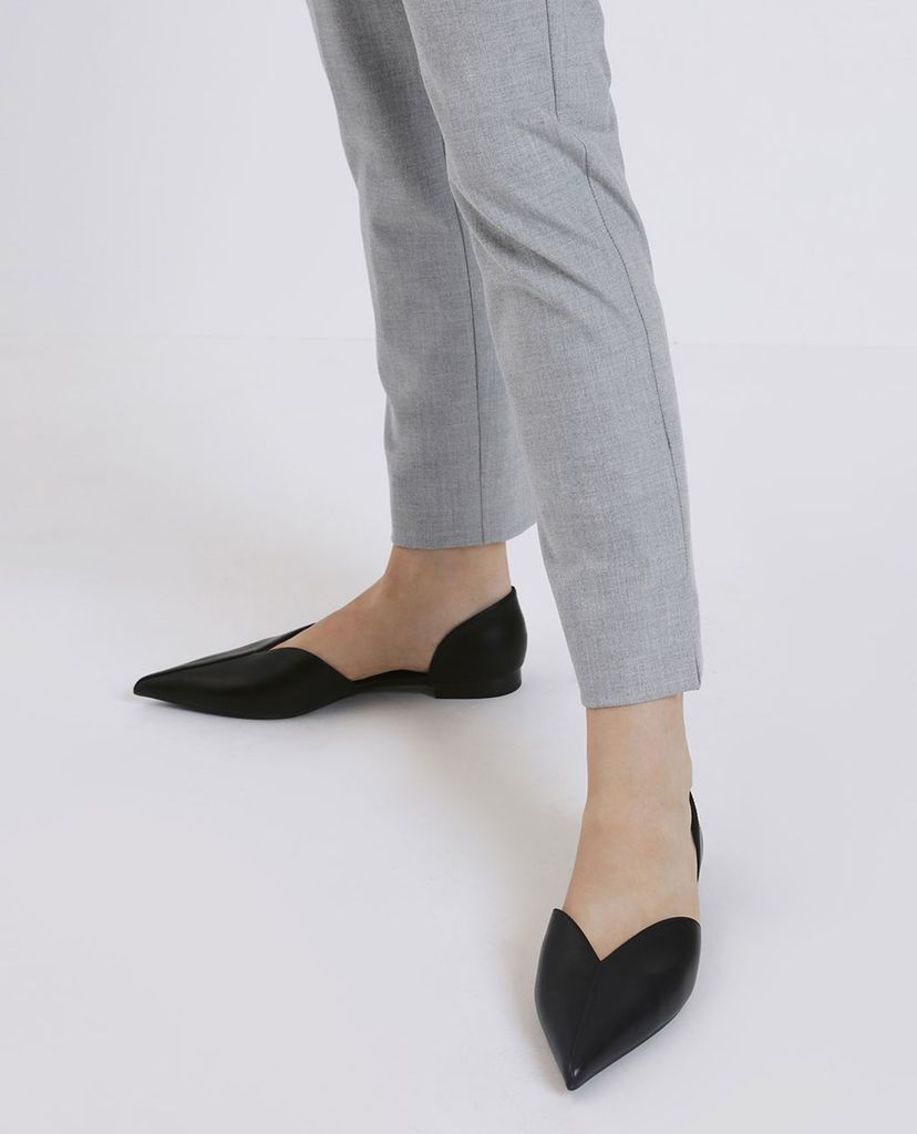 CHARLES & KEITH - Giày đế bệt nữ mũi nhọn Sweetheart Cut D Orsay