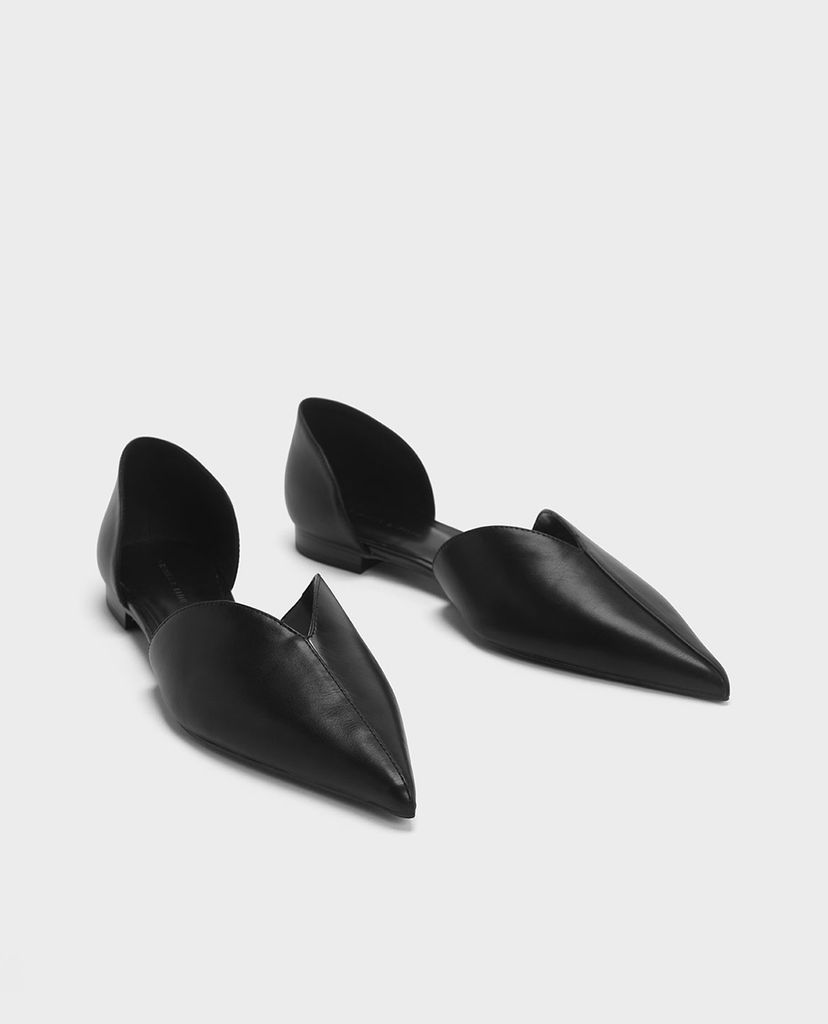 CHARLES & KEITH - Giày đế bệt nữ mũi nhọn Sweetheart Cut D Orsay
