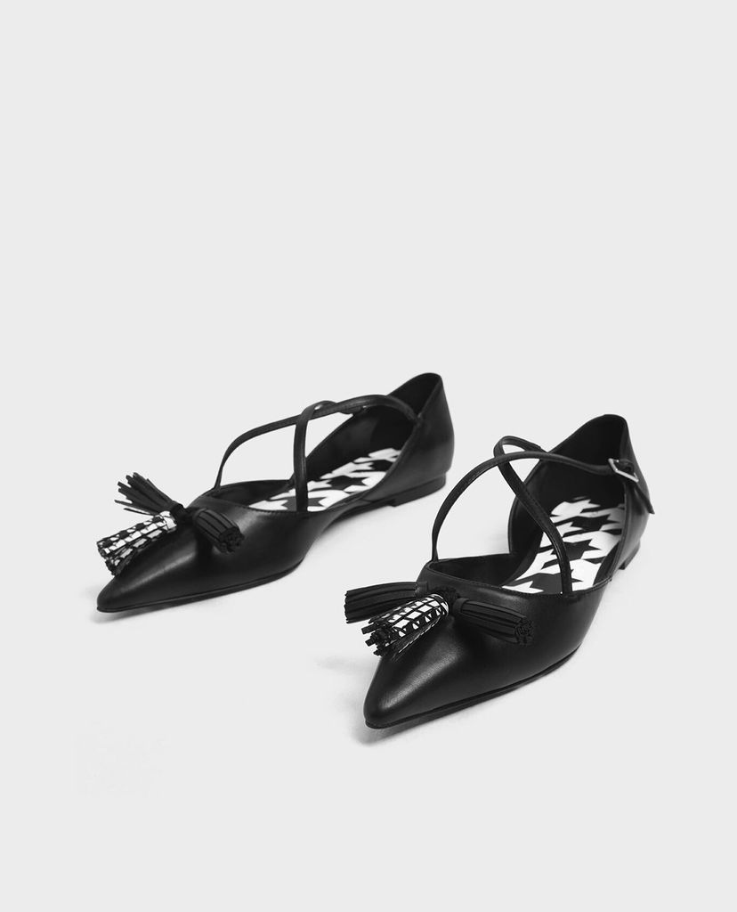 CHARLES & KEITH - Giày đế bệt Tassel Criss Cross Ballerina