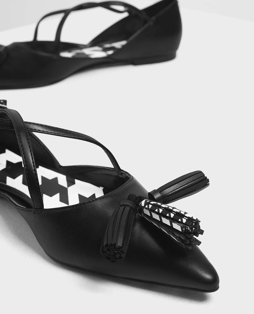CHARLES & KEITH - Giày đế bệt Tassel Criss Cross Ballerina