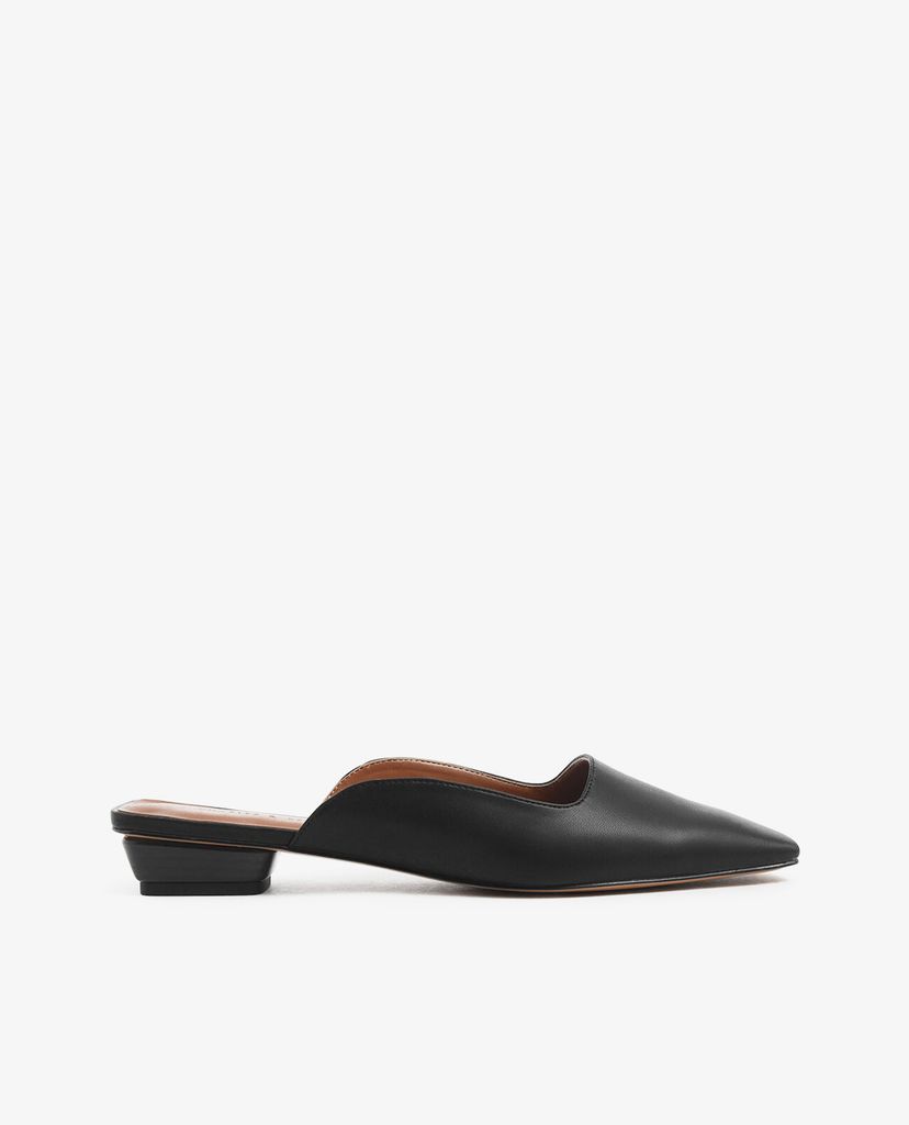CHARLES & KEITH - Giày đế bệt Square Toe Stacked Heel Mules