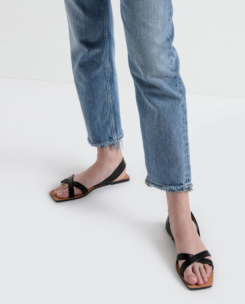 CHARLES & KEITH - Giày sandal Criss Cross Square Toe Slingback Flats