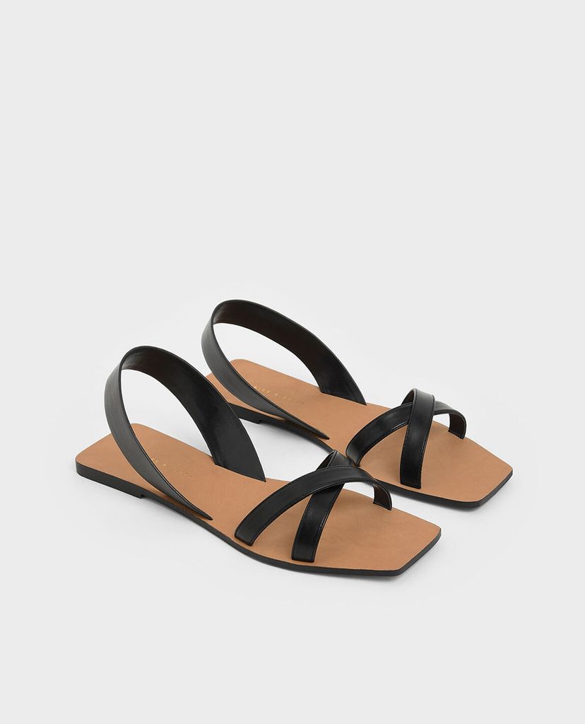 CHARLES & KEITH - Giày sandal Criss Cross Square Toe Slingback Flats