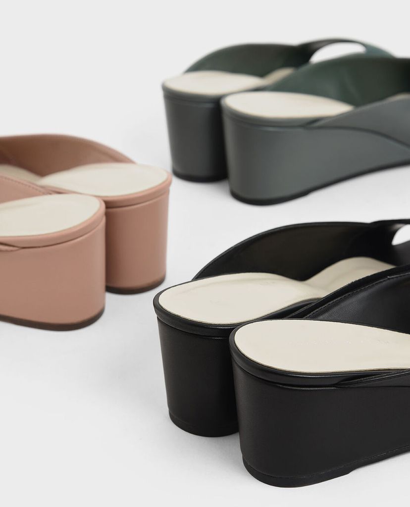 CHARLES & KEITH - Giày đế xuồng Asymmetrical Open Toe Wedges