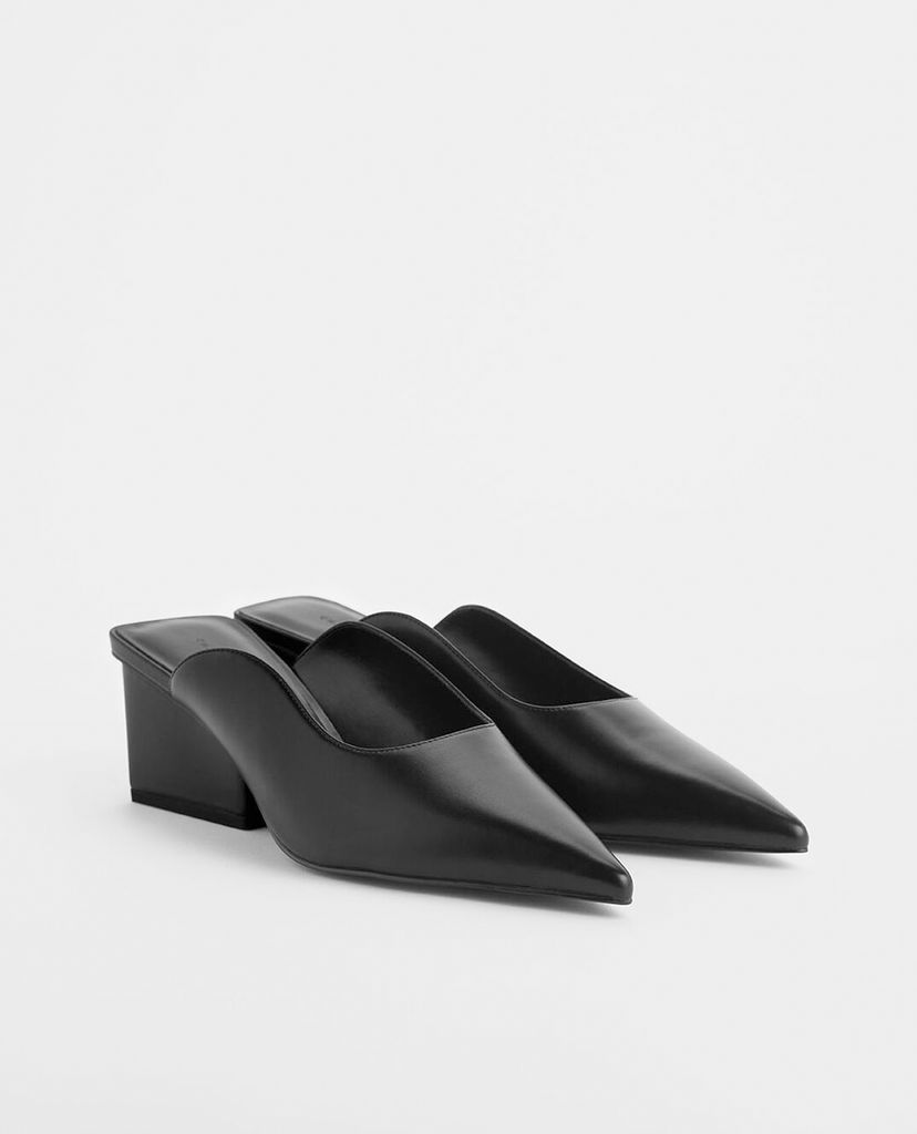 CHARLES & KEITH - Giày cao gót đế vuông Pointed Toe Wedge Heel Mules