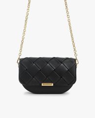CHARLES & KEITH - Túi đeo vai hình bán nguyệt nắp gập Woven