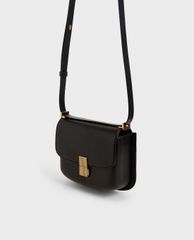 CHARLES & KEITH - Túi đeo vai nữ chữ nhật Metallic Push Lock
