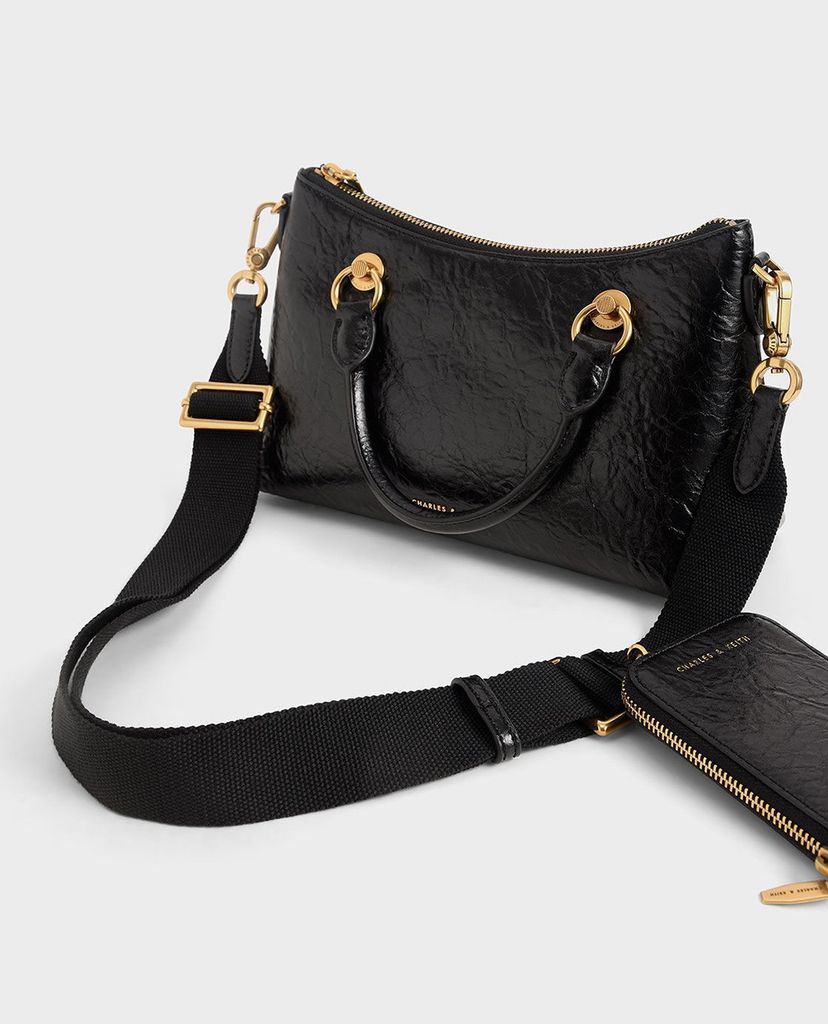 CHARLES & KEITH - Túi đeo vai nữ chữ nhật Double Handle