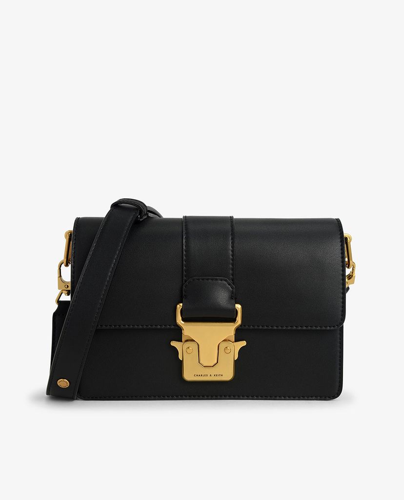 CHARLES & KEITH - Túi đeo vai phom chữ nhật Metallic Push Lock