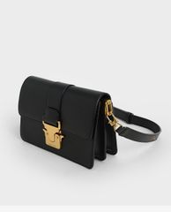 CHARLES & KEITH - Túi đeo vai phom chữ nhật Metallic Push Lock