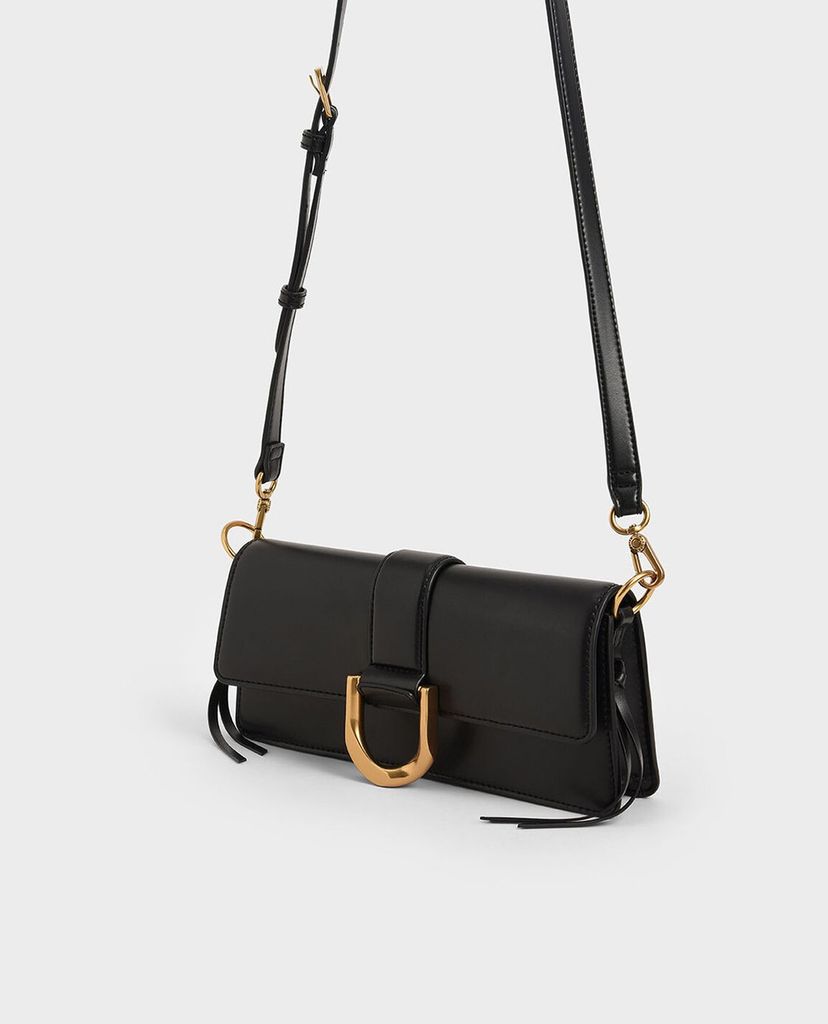 CHARLES & KEITH - Túi đeo vai nữ chữ nhật Metallic Buckle