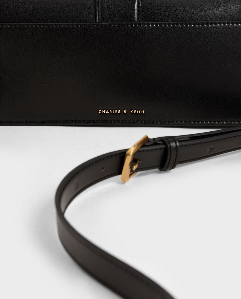 CHARLES & KEITH - Túi đeo vai nữ chữ nhật Metallic Buckle