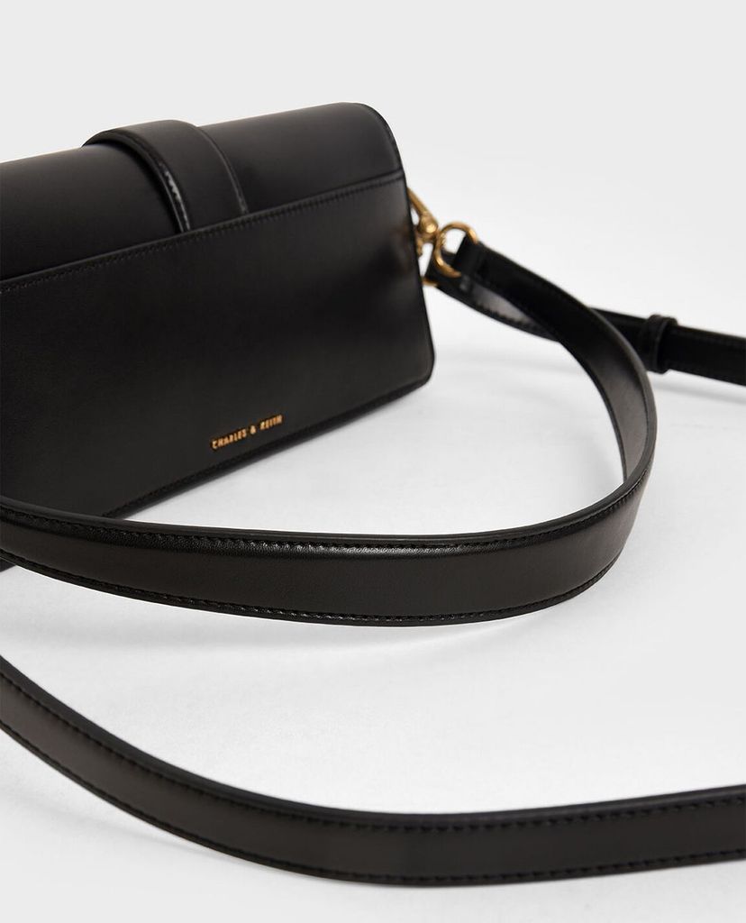 CHARLES & KEITH - Túi đeo vai nữ chữ nhật Metallic Buckle