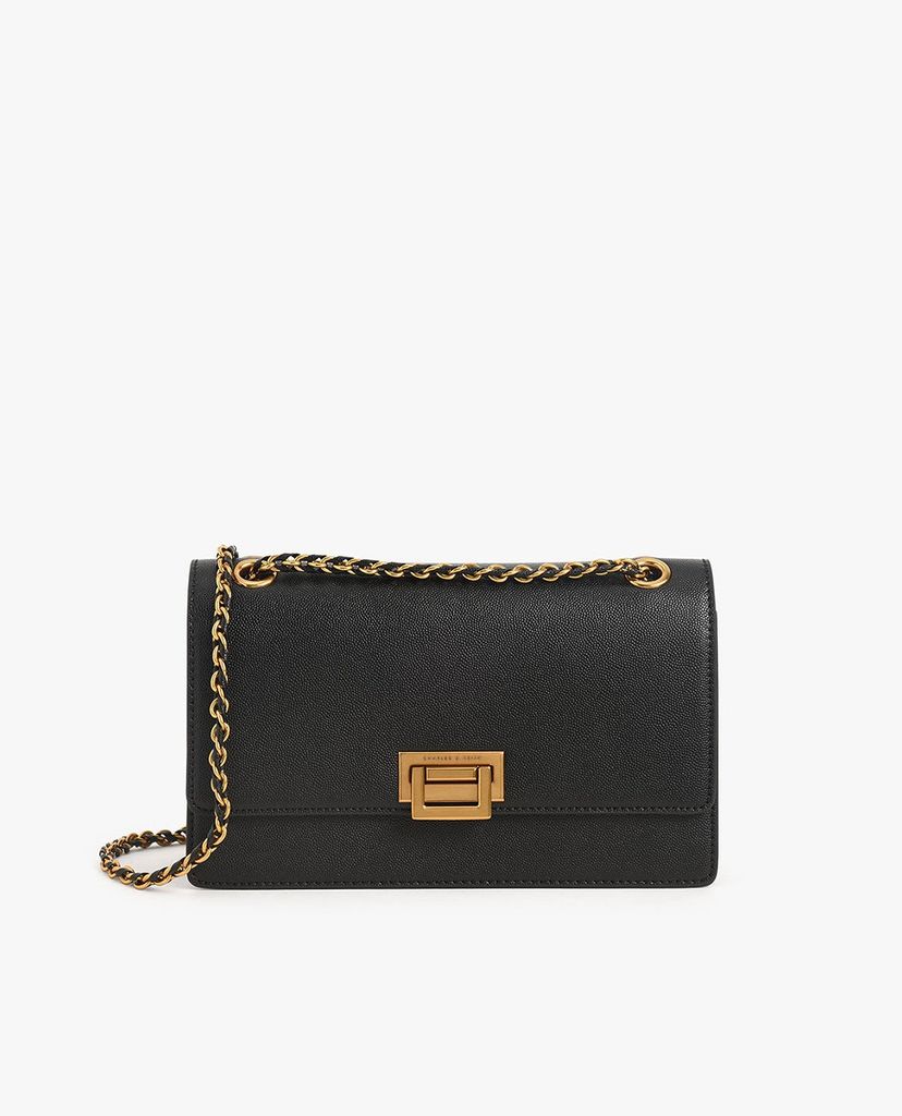 CHARLES & KEITH - Túi đeo vai nữ chữ nhật Chain Strap Evening