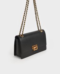 CHARLES & KEITH - Túi đeo vai nữ chữ nhật Chain Strap Evening