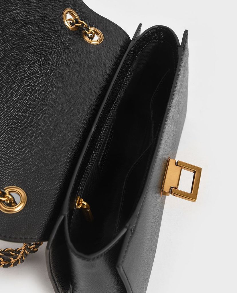 CHARLES & KEITH - Túi đeo vai nữ chữ nhật Chain Strap Evening