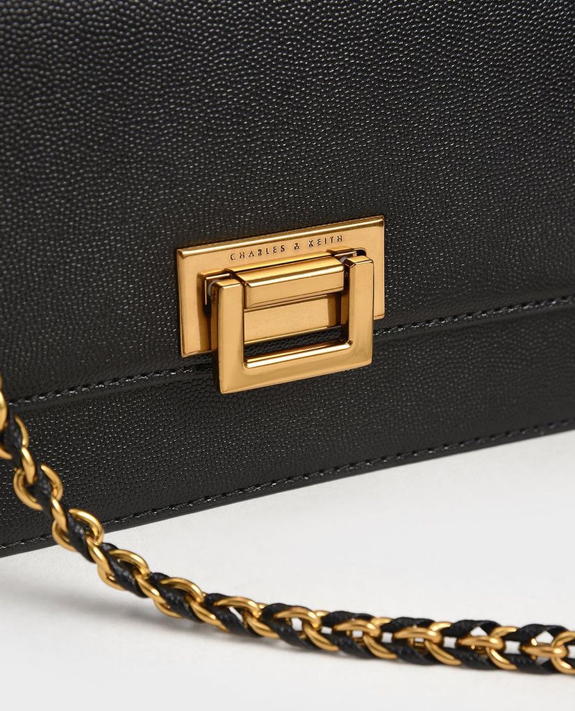 CHARLES & KEITH - Túi đeo vai nữ chữ nhật Chain Strap Evening