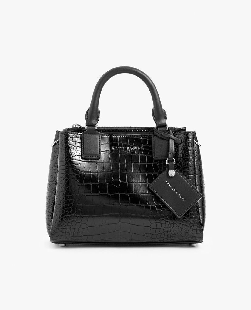 CHARLES & KEITH - Túi xách tay nữ Croc Effect Structured