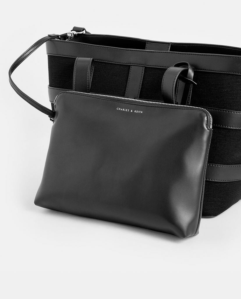 CHARLES & KEITH - Túi đeo vai nữ chữ nhật Large Caged See Through