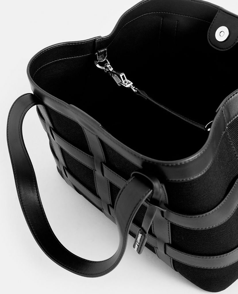 CHARLES & KEITH - Túi đeo vai nữ chữ nhật Large Caged See Through