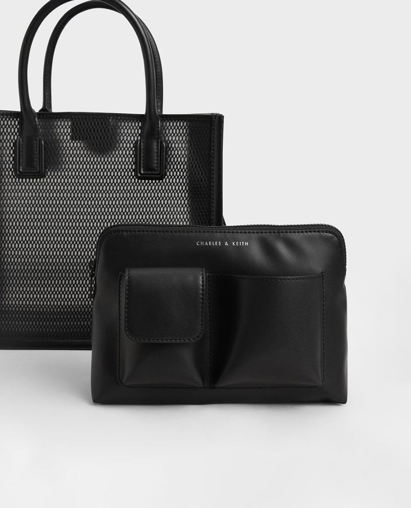 CHARLES & KEITH - Túi tote nữ hình vuông Double Handle